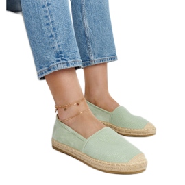 Espadrilles olive brillantes sur la plateforme Ming vert