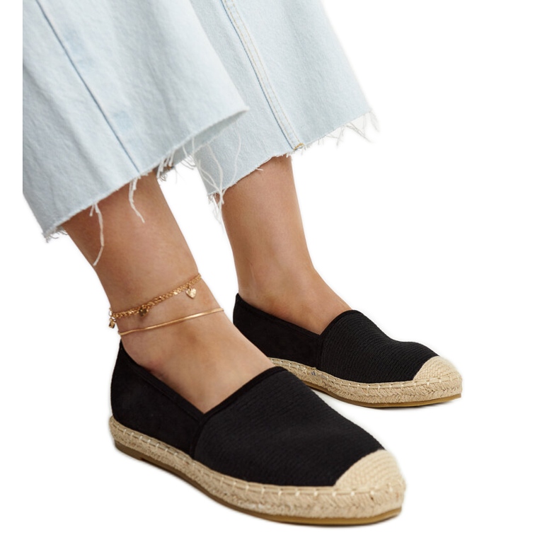 Espadrilles noires brillantes sur la plateforme Ming le noir Espadrilles noires brillantes sur la plateforme Ming le noir