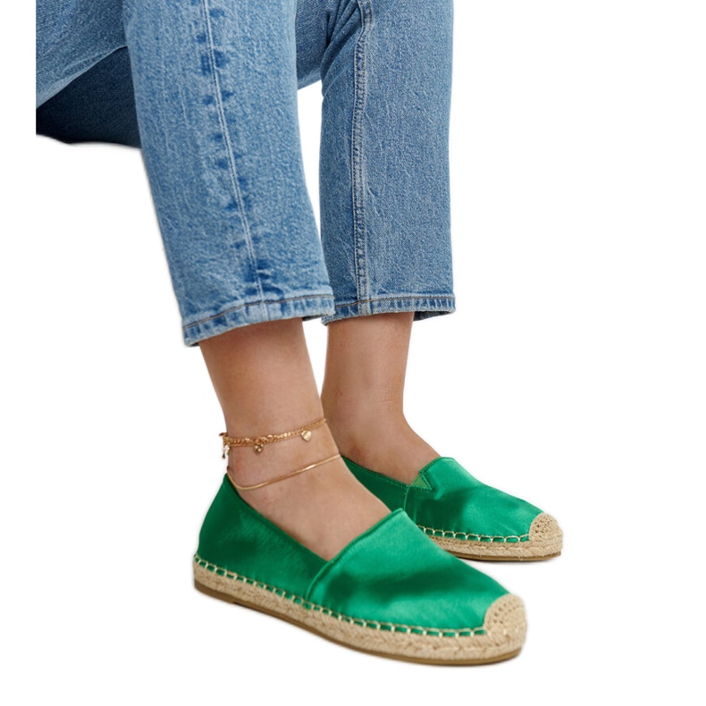 Espadrilles vertes brillantes à plateforme Caithlin