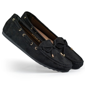Mocassins femme décontractés noirs, daim, mocassins femme confortables le noir