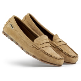 Mocassins femme en daim beige foncé, mocassins confortables