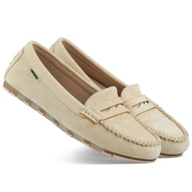 Mocassins femme en daim beige, mocassins confortables