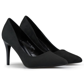 Escarpins à talons aiguilles en daim noir le noir