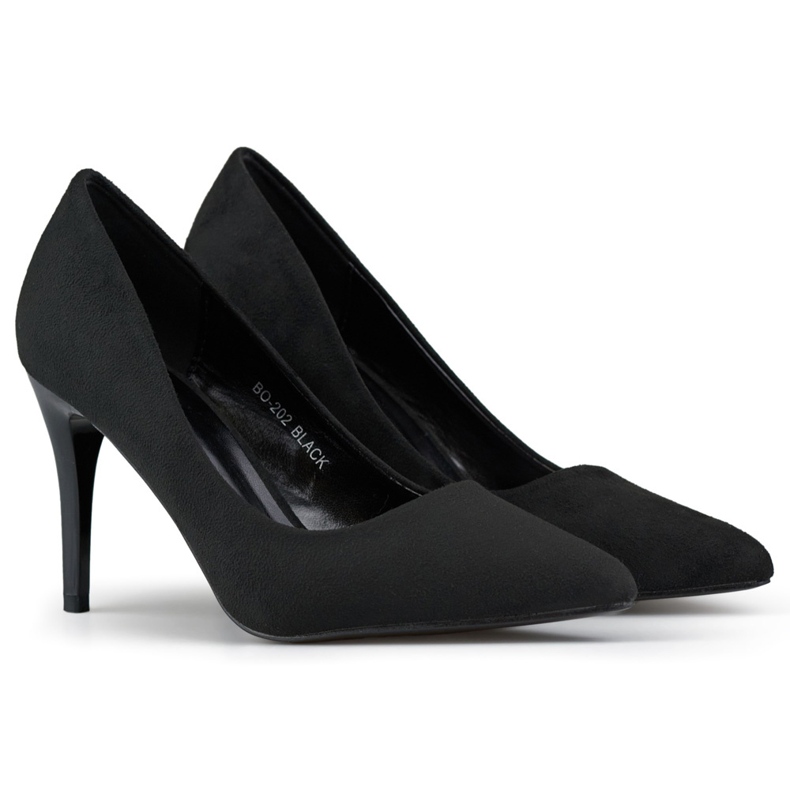 Escarpins à talons aiguilles en daim noir le noir