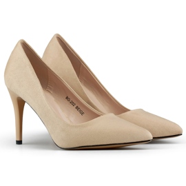 Escarpins à talons aiguilles en daim beige
