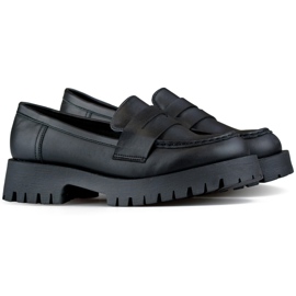 Mocassins Mocassins noirs pour femmes en éco-cuir le noir