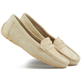 Mocassins femme confortables en daim beige