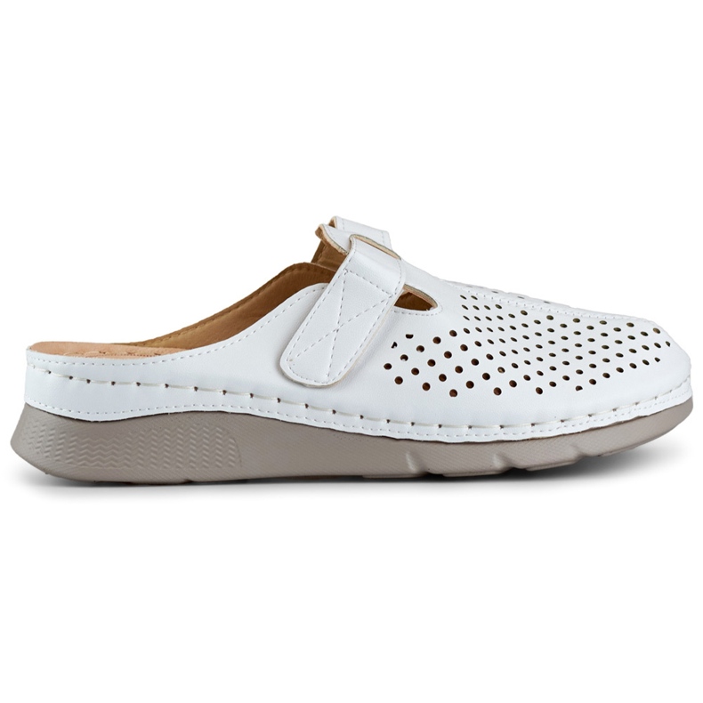 Tongs santé femme confortables, tongs ajourées, tongs velcro blanches