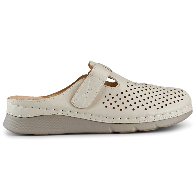 Tongs santé pour femmes à bout fermé et velcro beige