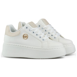 Baskets blanches à semelle épaisse, chaussures de sport pour femme