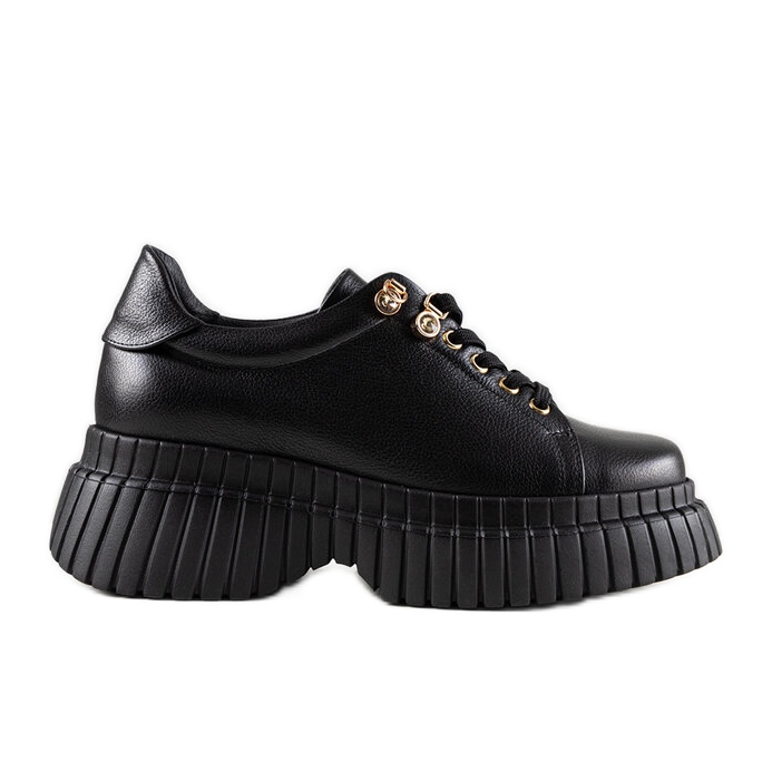 Baskets Karino en cuir noir le noir
