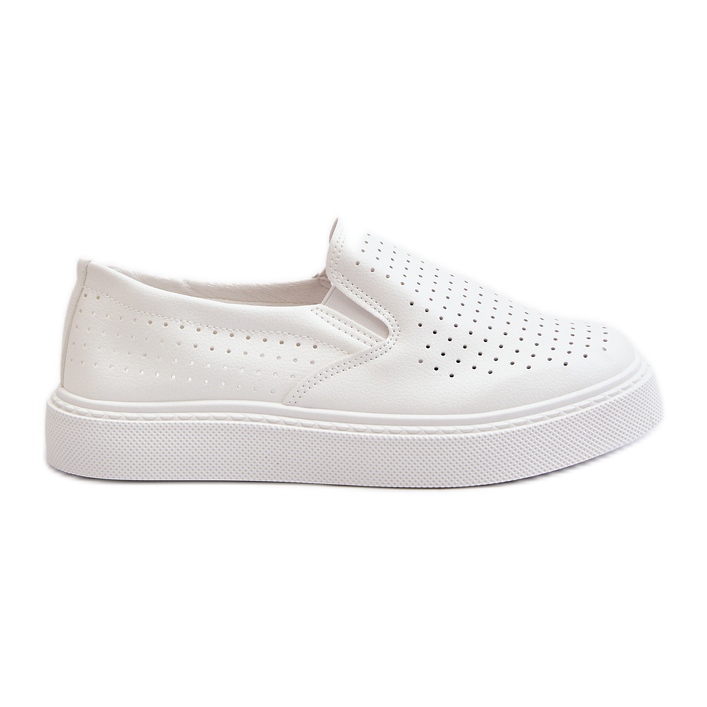 Baskets slip on femme blanches ajourees