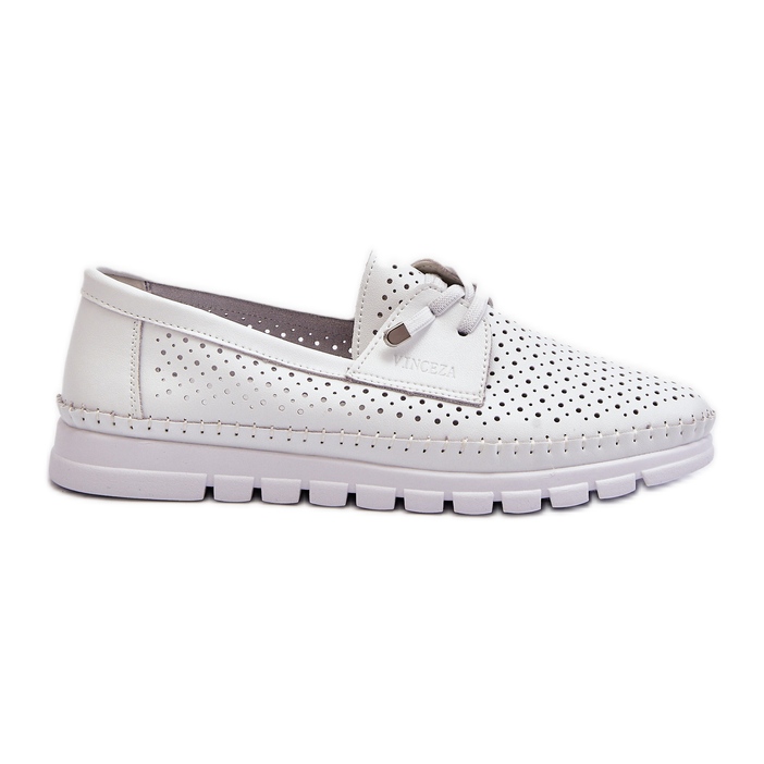 Vinceza Chaussures Femme En Cuir Ajouré, Darnissa Blanc blanche