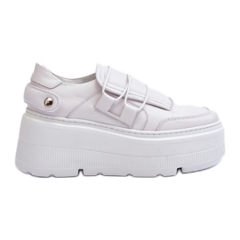 Zazoo 1833 Baskets en cuir pour femme sur semelle massive, blanc