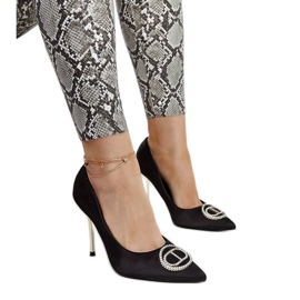 Talons hauts noirs avec zircons Elife