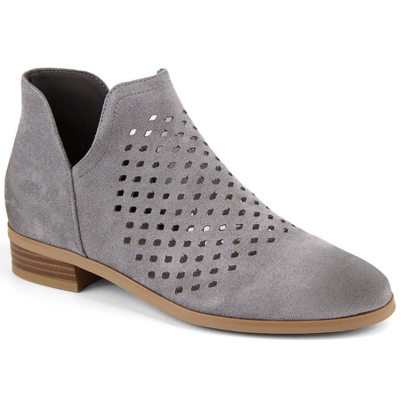 Bottines femme en daim à découpe, gris Vinceza 58240