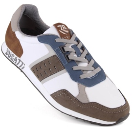 Chaussures de sport confortables en cuir pour hommes, multicolores Bugatti NN153208 blanche Chaussures de sport confortables en cuir pour hommes, multicolores Bugatti NN153208 blanche