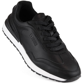 Chaussures de sport en cuir noires pour hommes Big Star NN174287