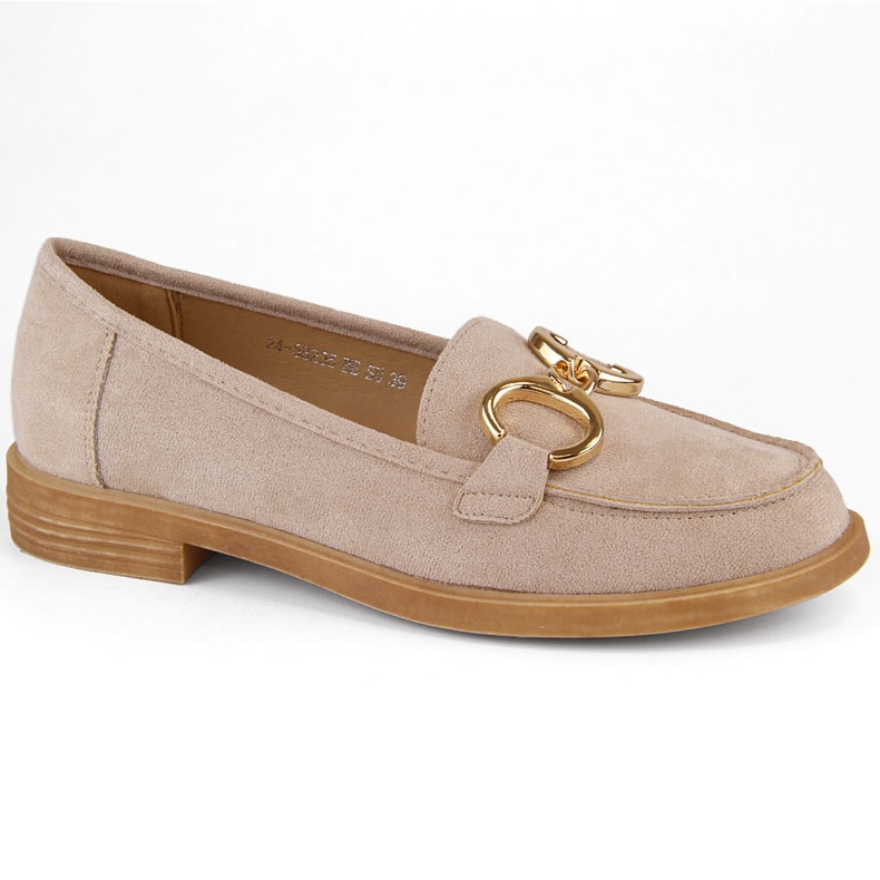 Chaussures femme en daim, mocassins à talons bas, beige Vinceza 58235 Chaussures femme en daim, mocassins à talons bas, beige Vinceza 58235
