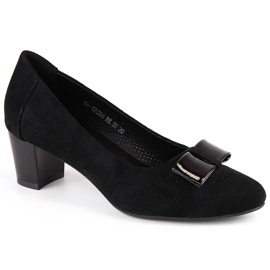Chaussures à talons femme en daim ajouré, noir Vinceza 58255
