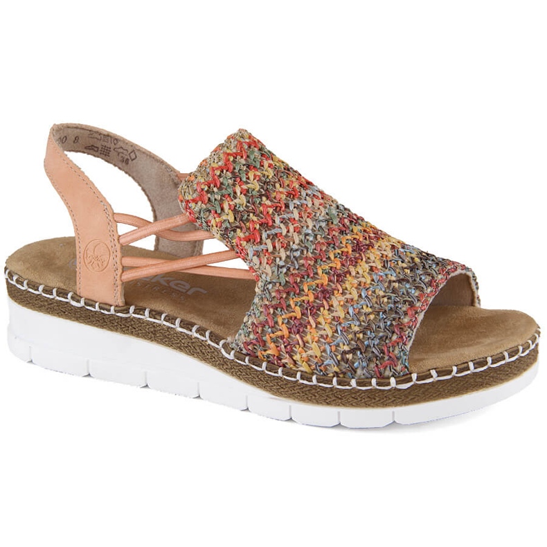 Sandales à enfiler multicolores confortables pour femmes Rieker V1241-90 beige