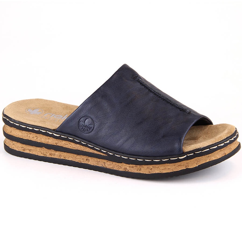 Sandales compensées confortables pour femmes, bleu marine, Rieker 62905-14