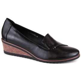 Chaussures compensées slip-on noires pour femme Potocki SZ12345