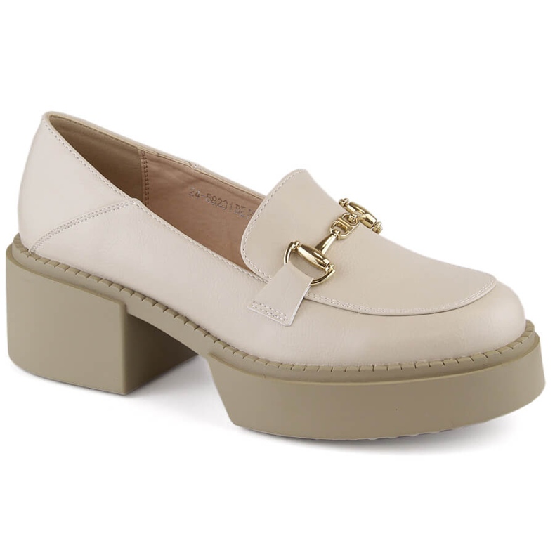 Chaussures pour femmes, mocassins pour femmes à talon haut et plateforme, beige McKeylor