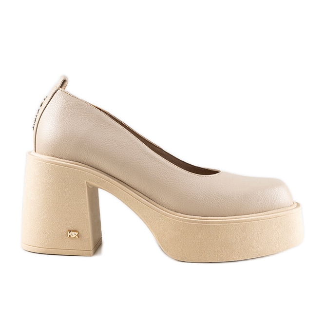 Escarpins à talons en cuir beige par Karino