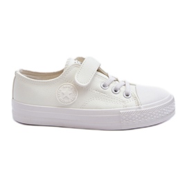 Baskets Velcro Enfant En Cuir Blanc Delmara