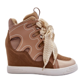 Baskets compensées pour femmes Beige Leoppa