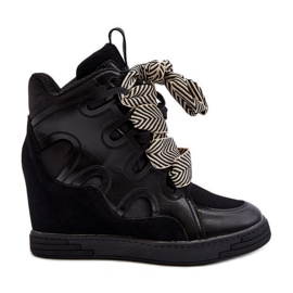 Baskets compensées pour femmes noires Leoppa le noir