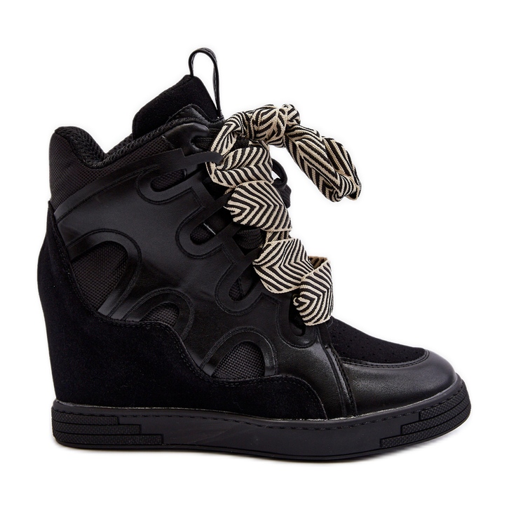 Baskets compensées pour femmes noires Leoppa le noir