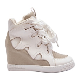 Baskets compensées pour femmes blanches Leoppa