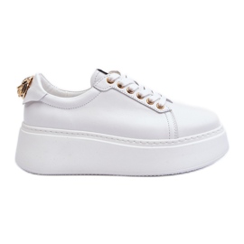 Baskets à plateforme en cuir pour femmes CheBello 4367 Blanc