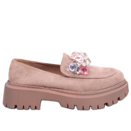 Stefani Mocassins plateforme kaki à perles beige