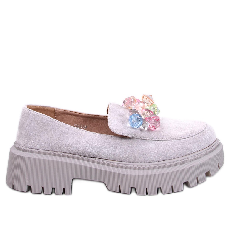 Stefani Grey mocassins plateforme à perles gris