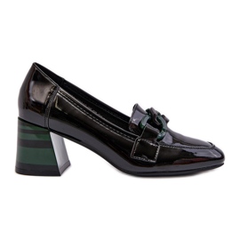 Vinceza Escarpins vernis noirs Paliotte avec chaîne