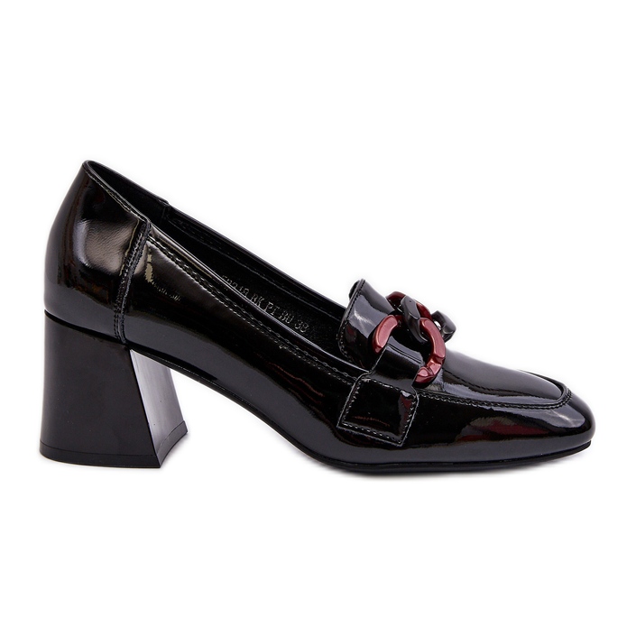 Vinceza Escarpins vernis noirs Paliotte avec chaîne le noir