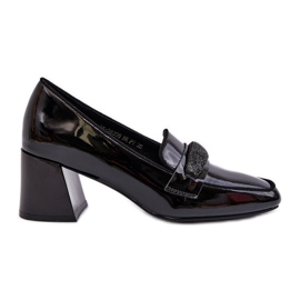 Vinceza Escarpins en cuir verni avec décoration, Noir Samassa