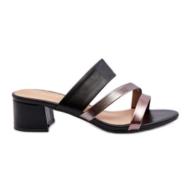 Tongs à talon bas pour femmes noires Rosila