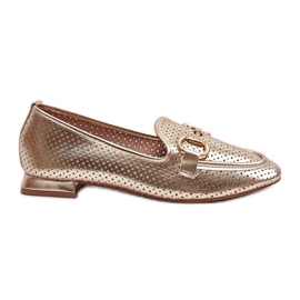 Mocassins Pour Femmes À Talon Plat Avec Décoration Dorée Iluvana