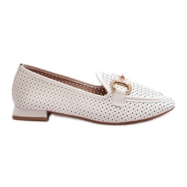 Mocassins Femme Talon Plat Avec Décoration, Blanc Iluvana