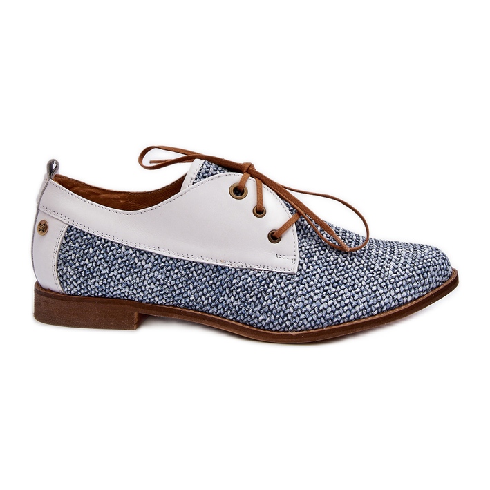 Chaussures plates en cuir pour femmes Maciejka 06461-17 Bleu