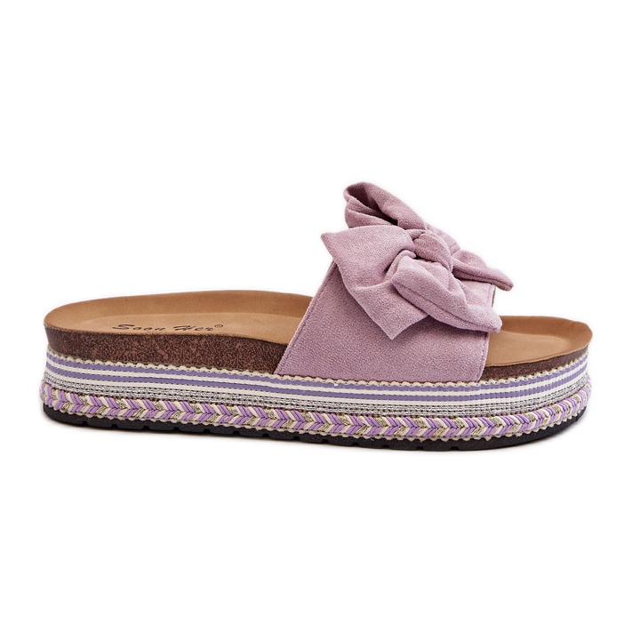 Tongs à plateforme avec nœud pour femme, violet Evatria