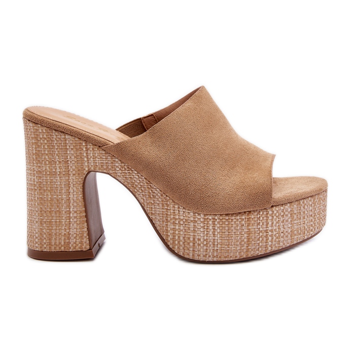 Chaussons à talons hauts pour femmes, marron, Siobhan beige