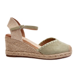 Sandales compensées espadrilles en daim avec tressage, vert Raylin Sandales compensées espadrilles en daim avec tressage, vert Raylin