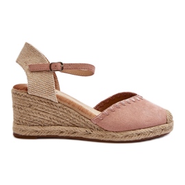 Espadrilles Compensées En Daim Avec Tresse Rose Raylin