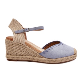 Sandales compensées espadrilles en daim Raylin bleues avec tressage