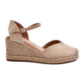Sandales Compensées Espadrilles En Daim Avec Tresse Beige Raylin
